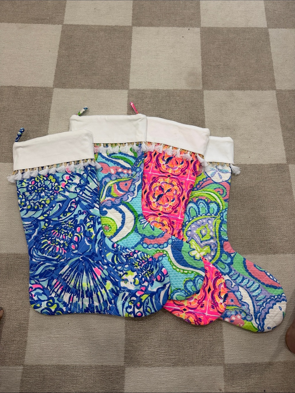 Lilly Pulitzer Multi-Color Paisley Quilted Holiday Stockings (Set of 4)
